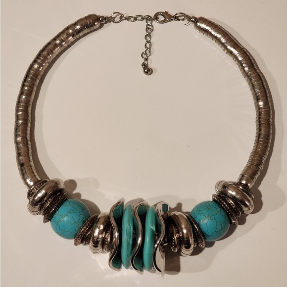Jewelry - Statement Necklace w/Large  Reconstructed Turquoise Elements